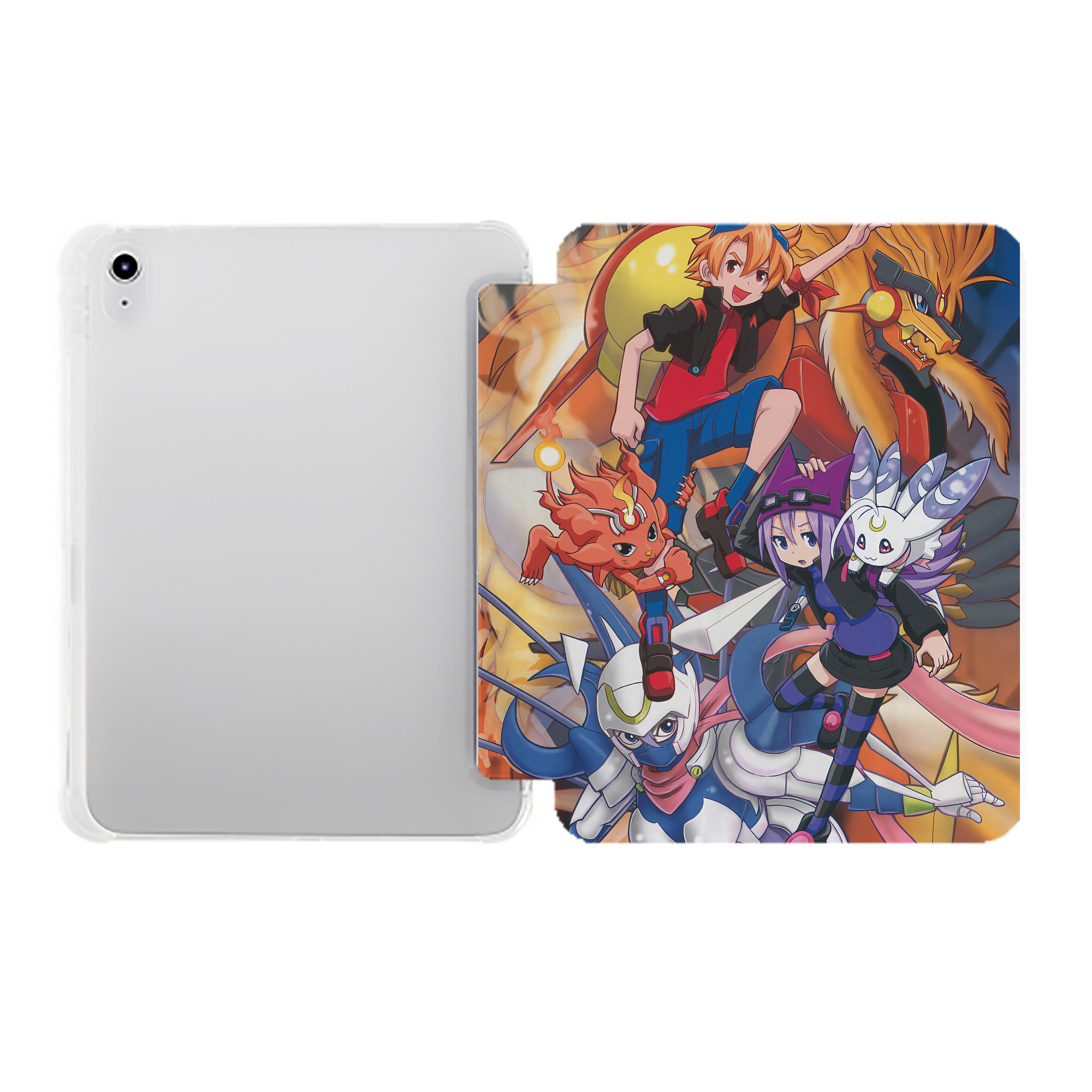 （画像用） Digimon デジタルモンスター/デジモン IPad ケース ペン収納付き 三つ折りスタンド PUレザー×シリコン 対応機種9.5/10.5/10.9インチ